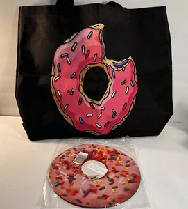 Pink Sprinkles Donut Mouse Pad 9" & Extra Large Tote Bag 20" x 15" Set New - Picture 1 of 5