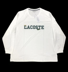 NEW Lacoste Big & Tall Graphic Croc Crew Long Sleeve Mens T Shirt White Green - Picture 1 of 10