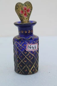 Vintage Old Islamic Painted Colored Cut Glass Perfume Bottle Collectible NH1643 - Picture 1 of 12