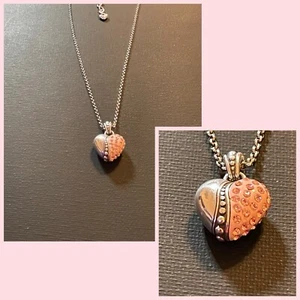 Brighton La Vie Pink Crystal Heart Retired Pendant Necklace - Picture 1 of 8
