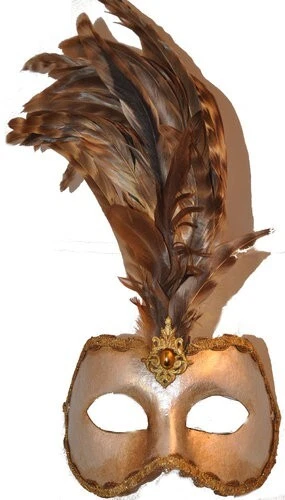 Venezianische Maske Queen Gips echte Federn Augenmaske Maskenball eyes wide shut - Bild 1 von 1
