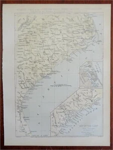 Carolina Coast Charleston Roanoke Island Cape Fear 1863 Virtue Civil War era map - Picture 1 of 3