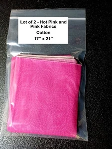 Lot of 2 - Hot Pink and Pink Fabrics - Cotton - 17" x 21" - Picture 1 of 7
