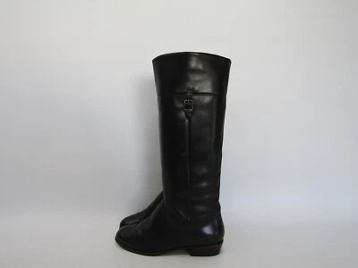 Botas de moda Etienne Aigner para mujer talla 6,5 M de cuero negro con hebilla hasta la rodilla Foto 1 de 4
