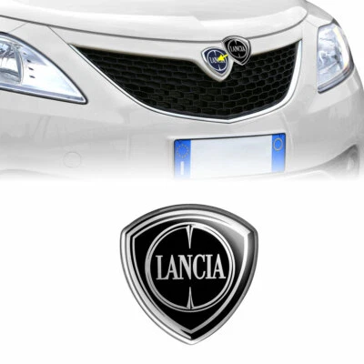 Lancia Adesivo 3D Ricambio Logo Scudetto Ufficiale, Anteriore Black - Immagine 1 di 4