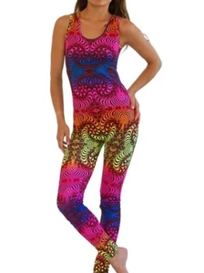 Rainbow Fractal Cat Suit Women’s Small/Medium Rave/Festival UV/Blacklight - Picture 1 of 11