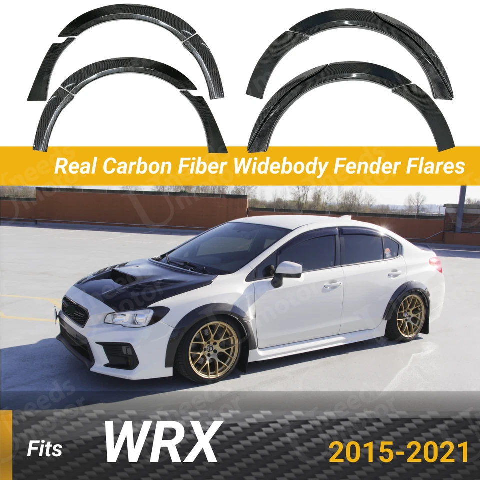 Wide Body Fender Flares Cover Real Carbon Fiber Set For 2015-2021 Subaru WRX STI - Image 1 of 4