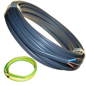 Twin and Earth T&E Cable with Earth Sleeving 1.5mm2 or 2.5mm2 upto 30 Metres Cut - Picture 1 of 3