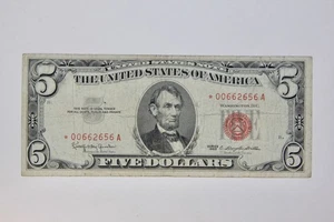 1963 $5.00 *** STAR *** United States Note F Condition * 00662656 A - Picture 1 of 2