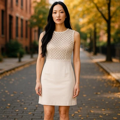 Новый Ivanka Trump женщин размер 6 миниатюрный белый без рукавов кружева лиф платье-футляр - Изображение 1 из 4