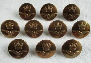 10x RAF:"ROYAL AIR FORCE BRASS GREATCOAT BUTTONS" (23mm, 1950's, Firmin, London) - Picture 1 of 4