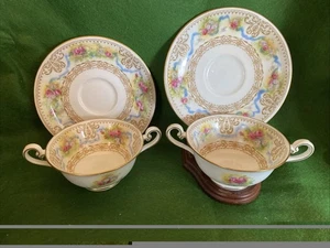 Antike Royal Doulton Bouillon Teetasse Schalen & Untertassen, 2er Set, RAR - Bild 1 von 9