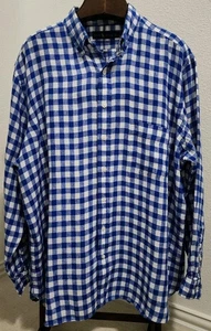 Polo Ralph Lauren Hemd Herren 2XB Blau Gingham 100% Leinen Button Down Oxford - Bild 1 von 3