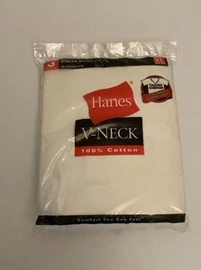 Hanes Men's Short-Sleeve V-neck Undershirts - 3 pieces, size XL, White 2002 NEW - Picture 1 of 2