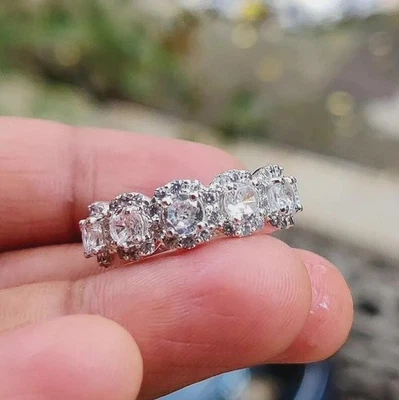 2Ct Round Cut Lab Created Diamond Wedding Ring 14K White Gold Plated - Image 1 of 4