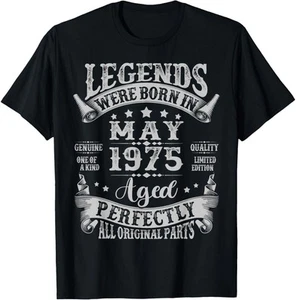 Legend Were Born in May 1975 Vintage 50th Birthday Men Women T-Shirt Hoodie - Picture 1 of 10