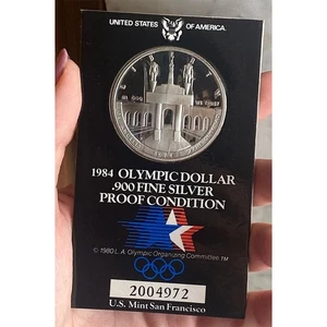 STATI UNITI 1 DOLLARO 1984 OLIMPIADI LOS ANGELES ARGENTO SILVER PROOF - Foto 1 di 4