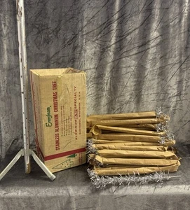 VINTAGE Evergleam 58 Branch 4 Ft. Stainless Aluminum with tripod stand in box - Picture 1 of 16