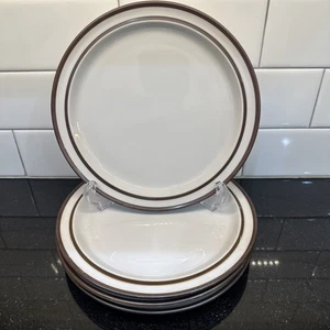 "Juego de 4 platos de ensalada de gres Noritake Primastone TUNDRA 8,25"" de colección bandas marrones" - Imagen 1 de 16