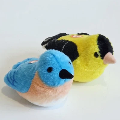 Bird Plush Lot w/ Sounds Bluebird Goldfinch Stuffed Animal Toy KM International - Image 1 of 4