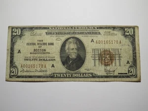 $20 1929 Boston MA National Currency Federal Reserve Bank Note Bill Fine! - Picture 1 of 3