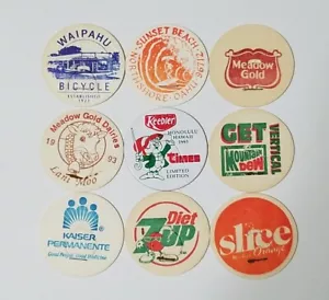 9 tapas de leche POGS vintage de Hawaii surtidas años 90 -- BUEN ESTADO USADO - Imagen 1 de 2