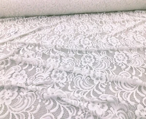 Bestickter Stretch Spitze Bekleidungsstoff transparent elfenbein Blumen PP31 - Bild 1 von 1