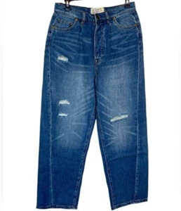 Jeans a mosca Sandrine Rose x Free People gamba dritta con bottoni stile indaco R 1016 - Foto 1 di 9