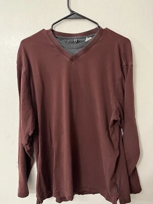 Suéter Geoffrey Beene Para Hombre Talla L Básico Sólido Oscuro Granate Cuello en V Manga Larga Foto 1 de 4