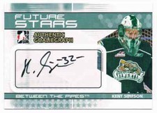 2009-10 BETWEEN THE PIPES FUTURE STARS AUTHENTIC GOALIEGRAPH KENT SIMPSON AUTO