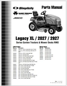 Simplicity Legacy XL 2027 2927 Lawn Tractor Parts Manual 122 pages - Picture 1 of 1