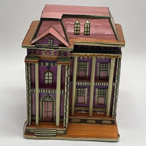 Vtg Balsa Wood Houses Straw Trinket Box Victorian Style Mini Portland Maine - Picture 1 of 7