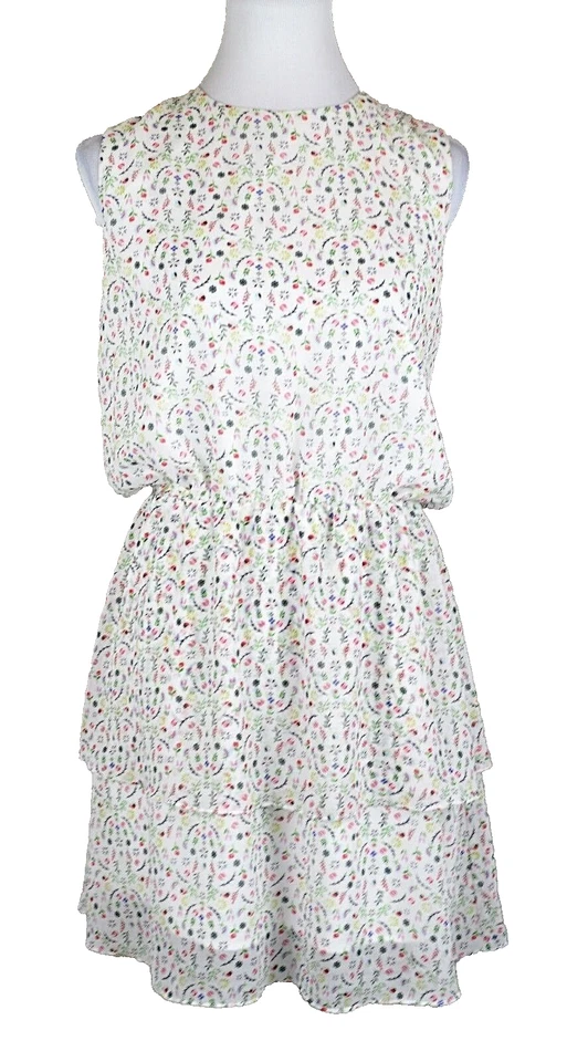 Cynthia Rowley Womens White Tiered Peasant Drapey Casual Dress S BHFO 3728