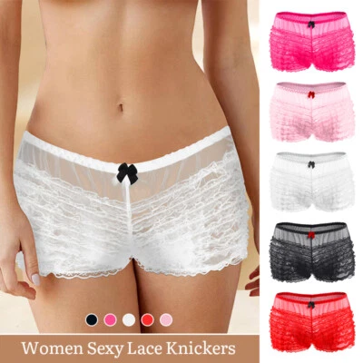 Women Ruffled Lace Dance Bloomers Lingeries Frilly Short Boxer Underwear Panties - Image 1 of 4