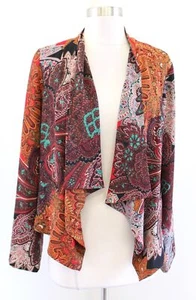 Cartonnier Anthropologie Filipina Paisley Medallion Open Draped Blazer Jacket S - Picture 1 of 6