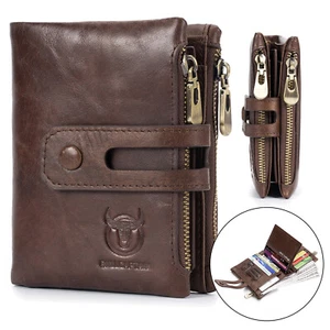 Herren Damen Geldbörse Echt Leder RFID-Schutz Portemonnaie Brieftasche Portmonee - Bild 1 von 18