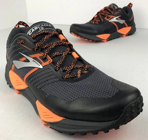 Brooks Cascadia 13 Mens Trail Running Shoes Size 7.5 Orange Black Lace Up Hiking - Picture 1 of 12