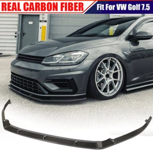 For VW Golf 7.5 MK7.5 R R-line 2017-19 REAL CARBON Front Bumper Lip Spoiler Chin - Picture 1 of 13