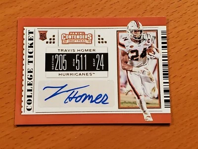 2019 Contenders Draft #276 Travis Homer Miami Seahawks Rookie RB Auto J - Image 1 of 2