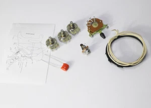 Stratocaster Wiring Kit Alpha Pots Oak Style 5 Way .047 uF Cap Cloth Wire Strat - Picture 1 of 4