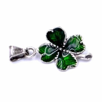 Ciondolo Quadrifoglio in Argento 800 Smaltato - Immagine 1 di 3