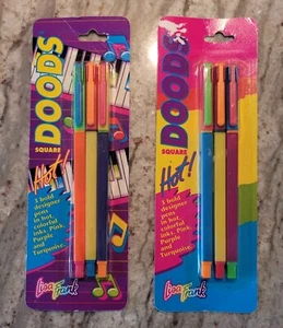 Vintage 90’s Lisa Frank Neon Pens 2 Unopened Pack of 3-6 Pens total square Doods - Picture 1 of 2