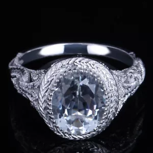 White Topaz Filigree Engagement Party Ring 925 Sterling Sliver Vintage Style - Picture 1 of 4
