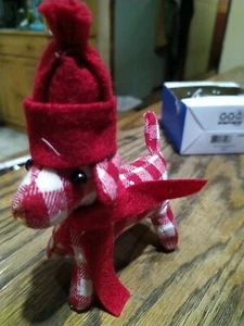 Holiday Time Red/White Plaid DOG Ornament - New item! T18 - Picture 1 of 3