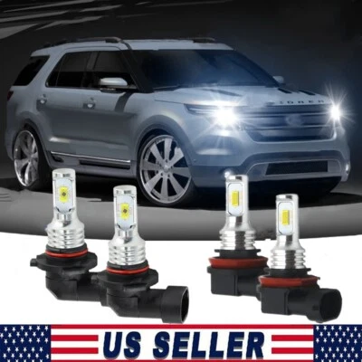 Para Ford Explorer 2011-2015 - 4x Combo Faros LED Faros Antiniebla Kit BLANCO Foto 1 de 4