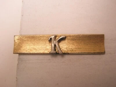 K Monogram Initial Letter Vintage SWANK SMALL Tie Bar Clip kevin klint karl kent - Image 1 of 4