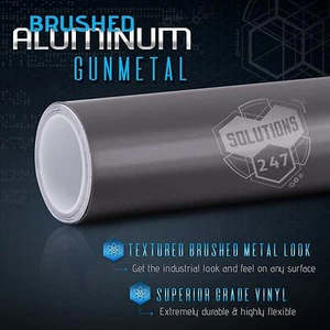 Calcomanía de vinilo envolvente de aluminio cepillado con metal de pistola rollo sin burbujas de aire - 12"" x 60"" pulgadas - Imagen 1 de 8