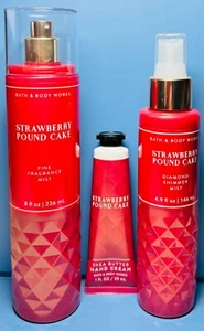 $$$AVE ~ STRAWBERRY POUND CAKE ~ 3PC GIFT SET ~ Bath & Body Works ~ SHIPS FREE! - Picture 1 of 1