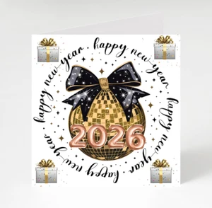 2026 cards pack of 10, HAPPY NEW YEAR CARDS x3, Gold Black 2026 cards x 10 - Picture 1 of 3