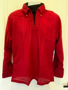 Vintage David Homsan Herren Größe Large roter Kragen 1980er Langarm Poloshirt Neu mit Etikett - Bild 1 von 8